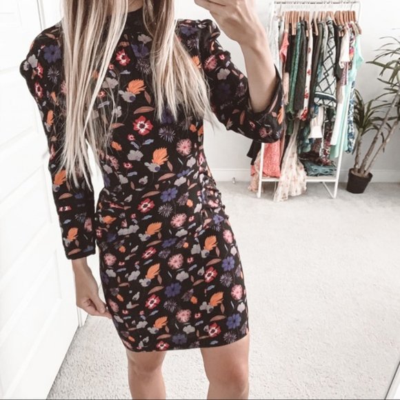 ba&sh Dresses & Skirts - Ba&sh Maha Floral High Neck Dress Black